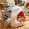 Cartoon Shark Pet Cave Bed for Cats and Small Dogs