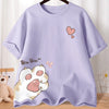 Camiseta Oversize con Estampado de Gato Dibujado