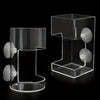 Clear acrylic aquarium fish feeder ring with a rectangular tray and feeding holes.
