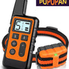 Collier d'éducation électrique orange et noir pour chien avec affichage numérique et boutons de contrôle.
