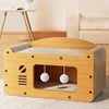 2-in-1 Cat Scratcher House with Hideout and Lounge Bed