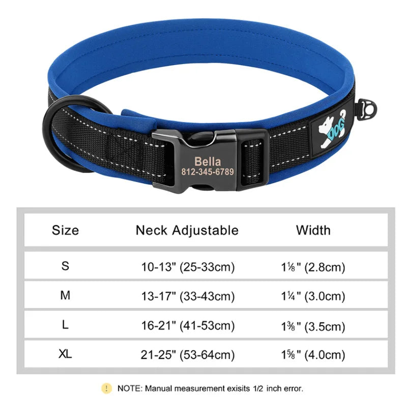 Reflektierendes personalisiertes Hundehalsband mit graviertem Anhänger