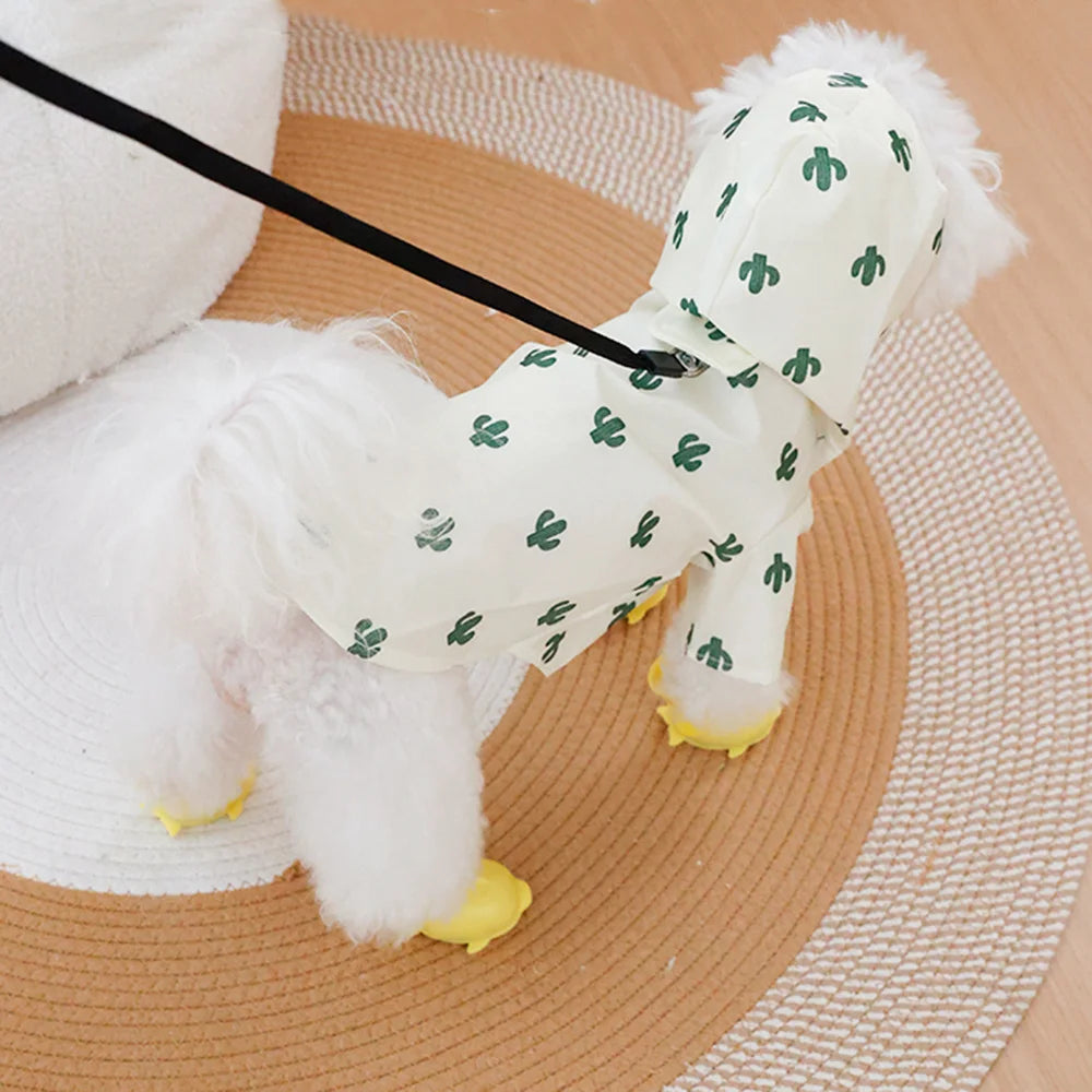 Cartoon Printed Waterproof Dog Raincoat