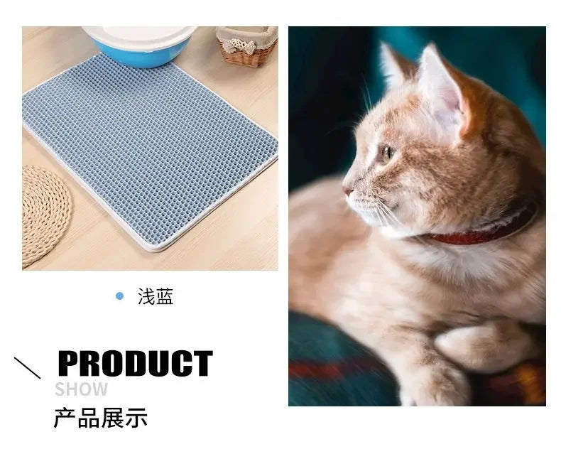 Double-Layer Waterproof Cat Litter Mat with Non-Slip Base