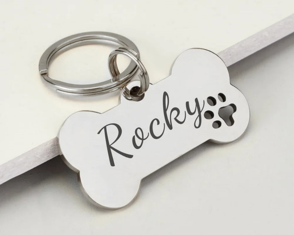 Personalized Stainless Steel Bone-Shaped Dog ID Tag