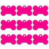 Pink bone-shaped dog ID tags in various styles