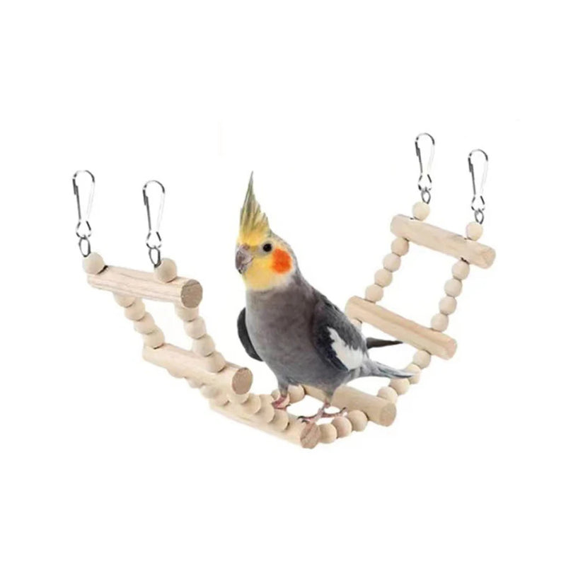Ensemble de Jouets en Bois pour Oiseaux avec Balances et Clochettes