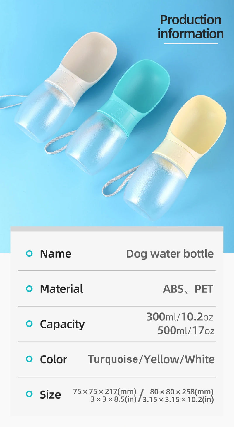 Botella de Agua Portátil para Mascotas con Bol Integrado