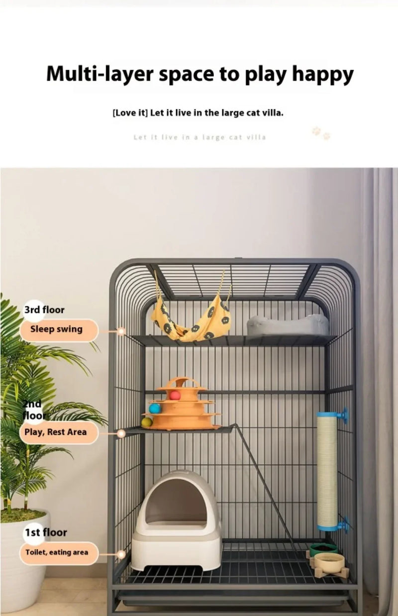 قفص قطط شبكي قابل للفتح مع فيلا مزدوجة