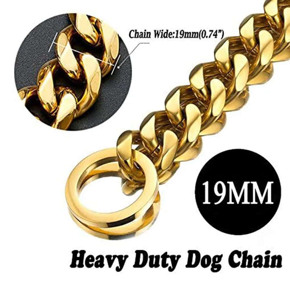 Polished Stainless Steel Slip Chain Dog Collar for Training and Walking