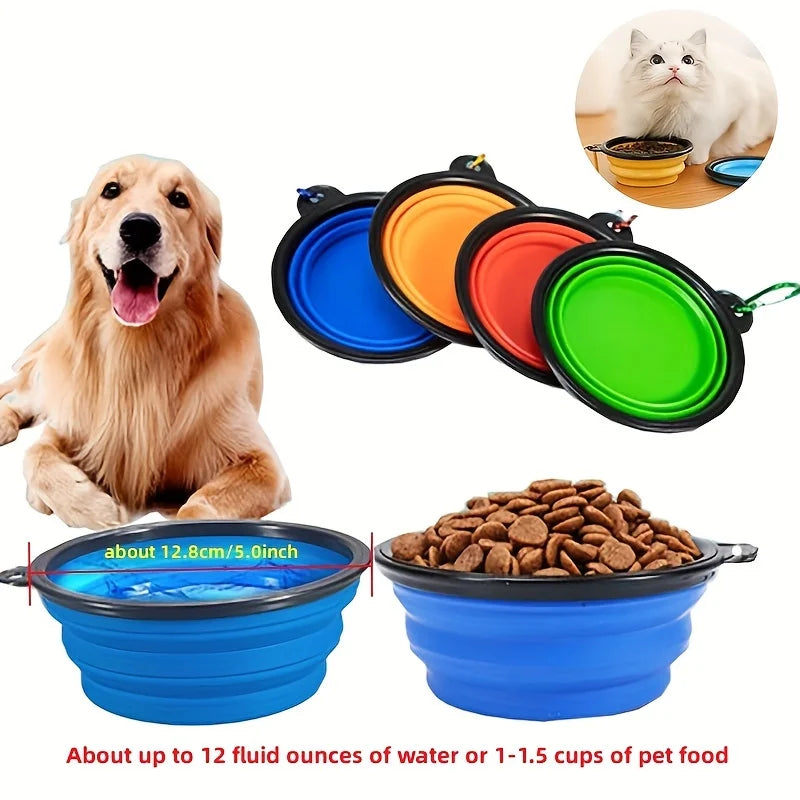 Collapsible Silicone Pet Travel Bowl for Food and Water