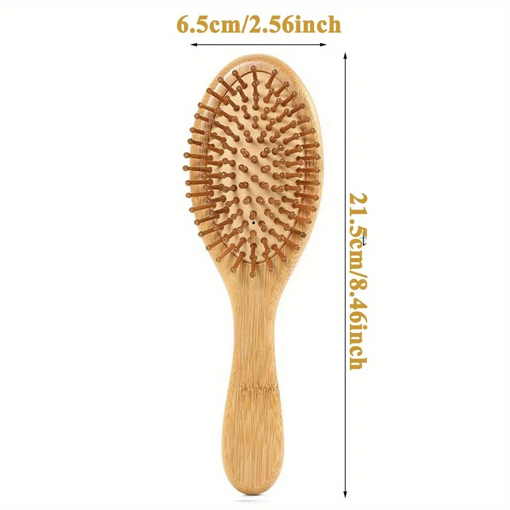Natural Bamboo Air Cushion Scalp Massage Hair Brush – Detangling & Anti-Static