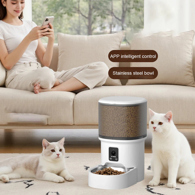 Dispensador automático de comida para mascotas con WiFi y capacidad de 4L