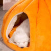 3D Pumpkin Pet House - Semi-Enclosed Bed with Removable Cushion