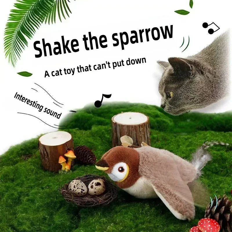 Rechargeable Chirping Bird Cat Toy with Catnip