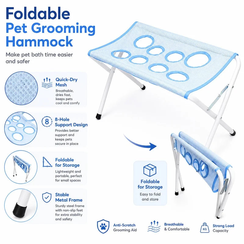 Pet Grooming Hammock with Stand – Anti-Bite Restraint for Dogs & Cats