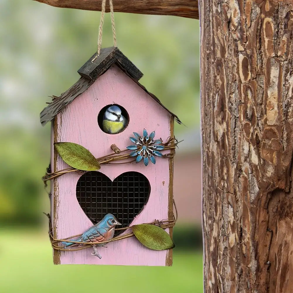 Handcrafted Wooden Hanging Birdhouse for Garden Decor