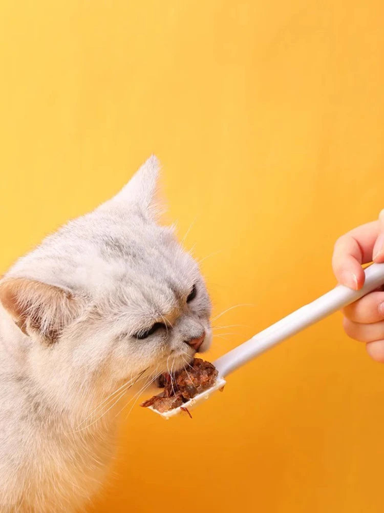 Pet Food Spoon with Lid – Cute Long-Handle Can Scoop for Cats and Dogs