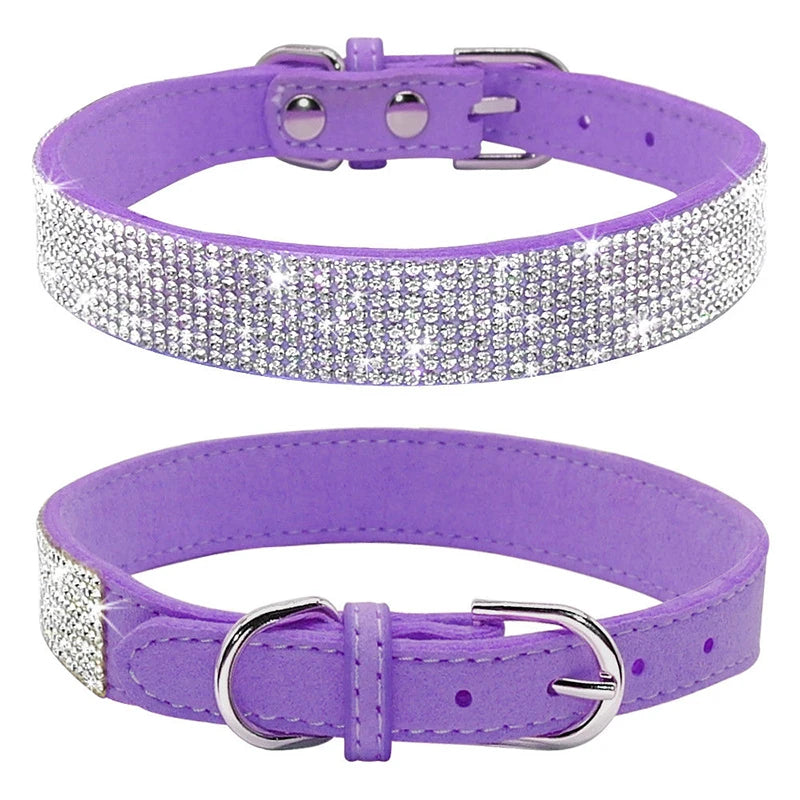 Kristall-Straß-Halsband aus Leder