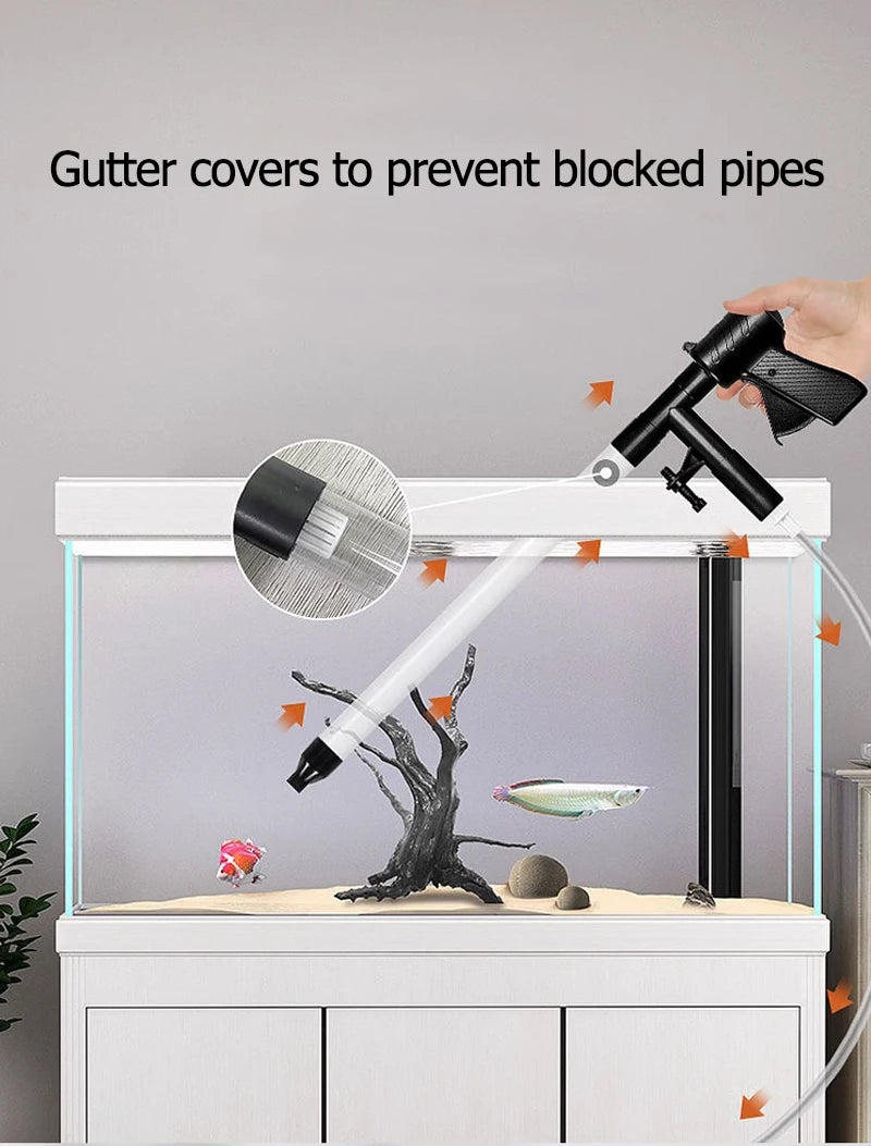 مضخة تغيير ماء حوض السمك وتنظيف الحصى يدويًا