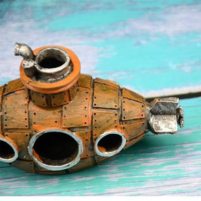 Resin Submarine Aquarium Ornament