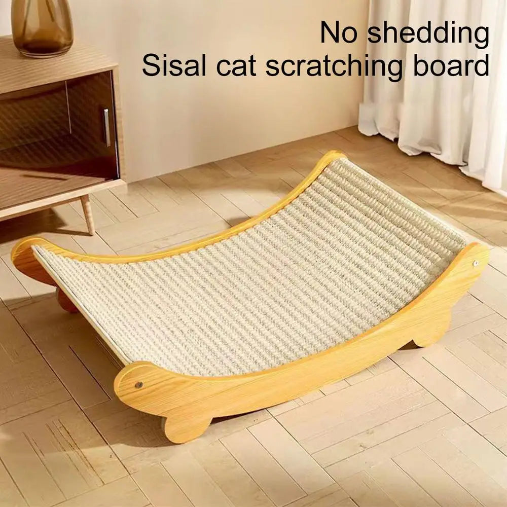 A light wood sisal cat scratching board designed for cats, featuring a textured surface and an anti-slip base.