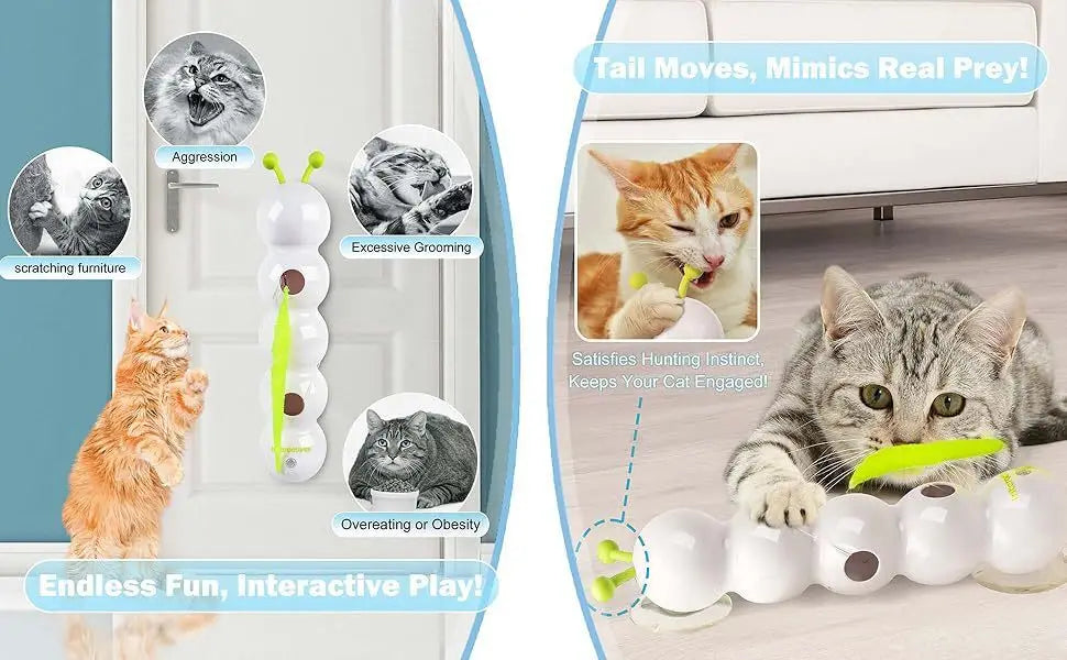 Jouet interactif pour chat qui bouge et imite la proie, conçu pour un jeu captivant.
