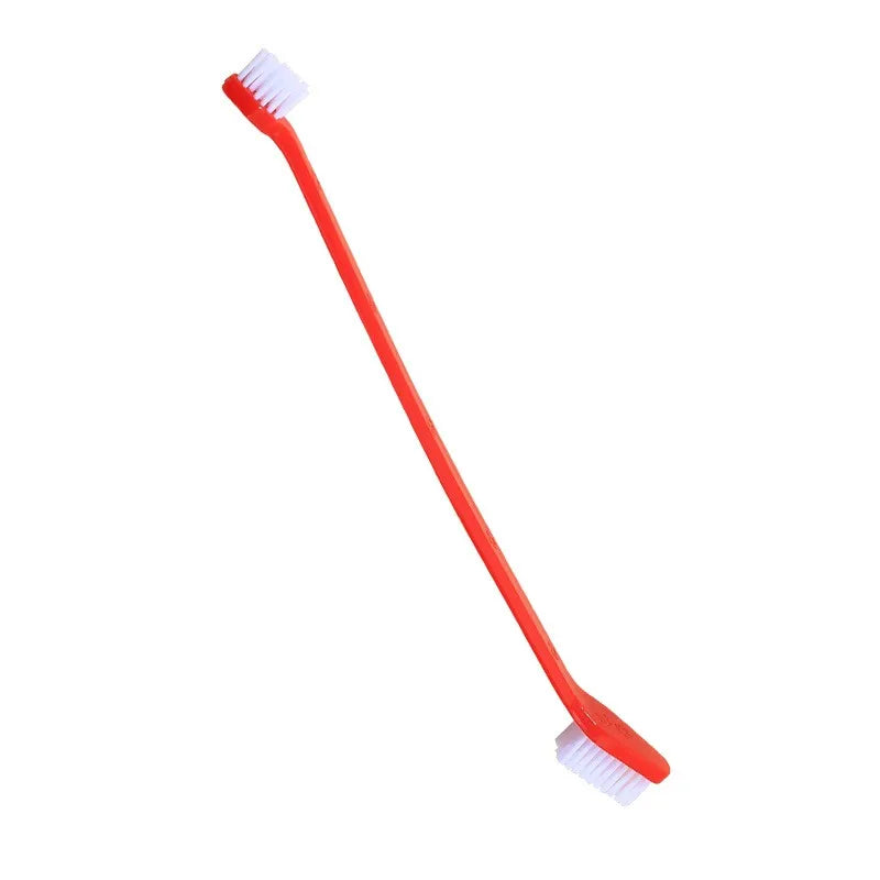 Long-Handle Double-Head Pet Toothbrush Set for Dogs and Cats