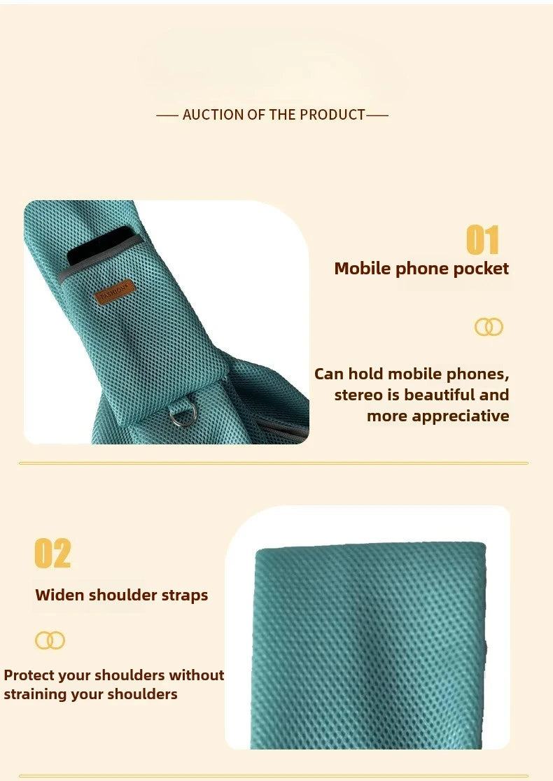 Breathable Mesh Polyester Dog Carrier Crossbody Bag