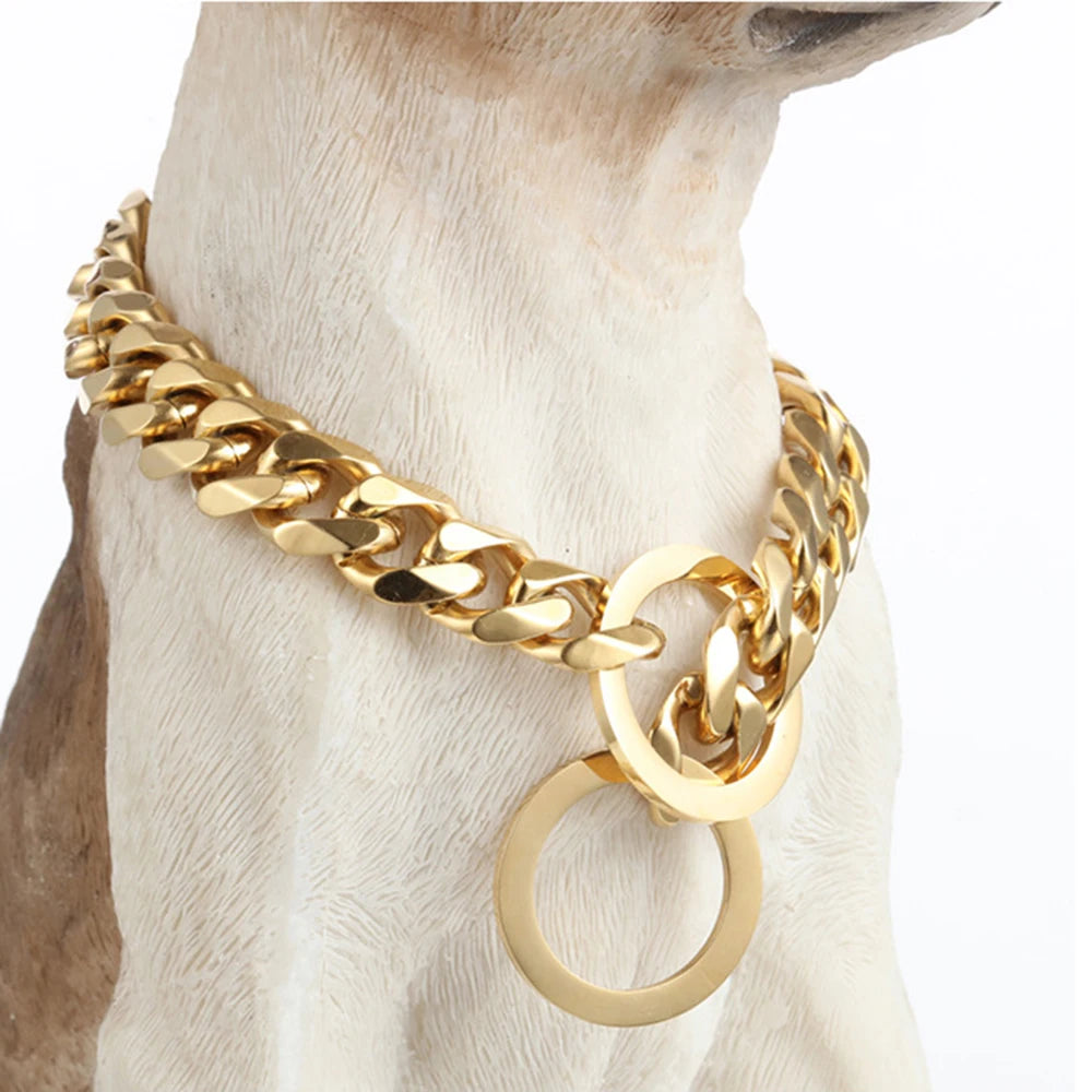 Polished Stainless Steel Slip Chain Dog Collar for Training and Walking