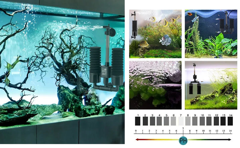 Filtre Submersible pour Aquarium avec Éponge Biochimique