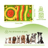 A colorful fabric blanket designed for pet sniffing training, showing various colors and textures.