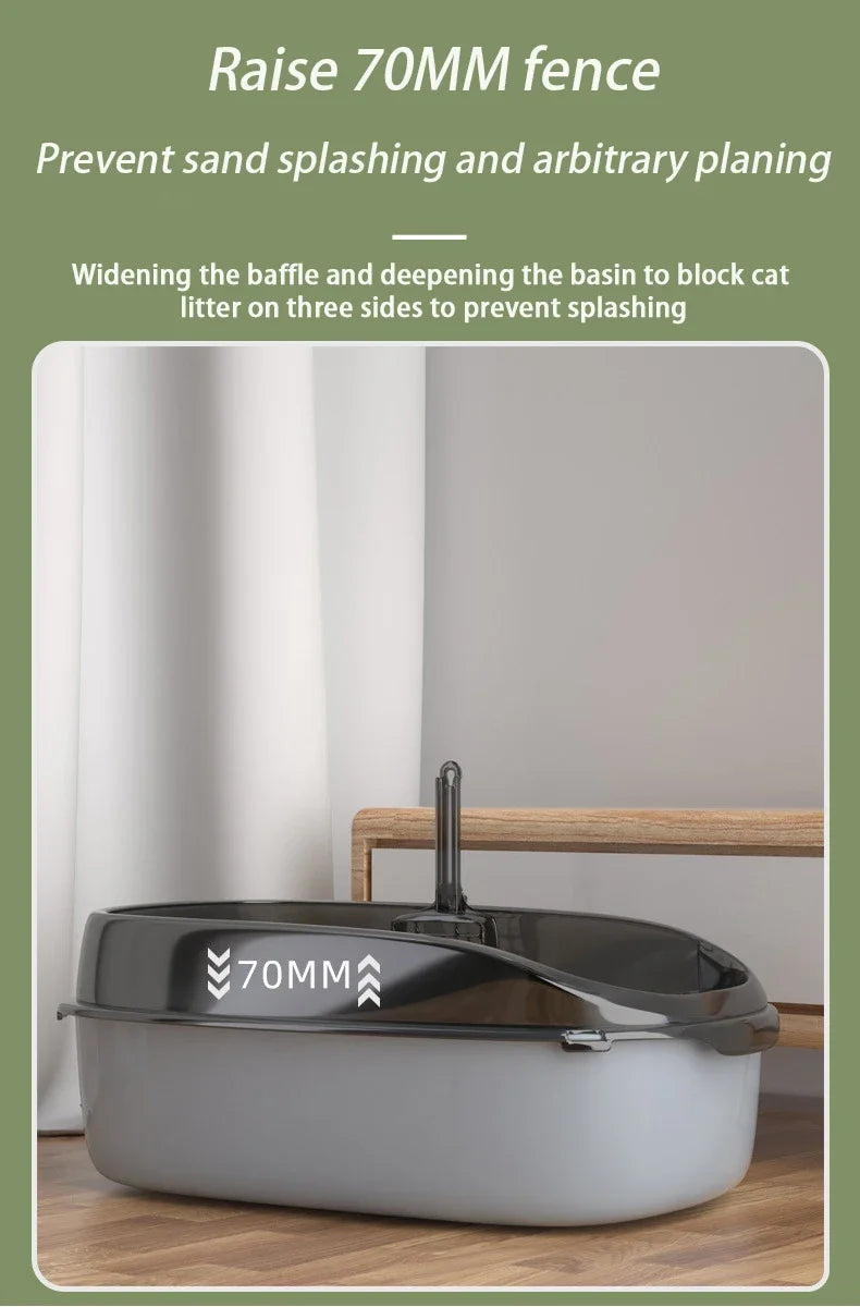 Semi-Enclosed Cat Litter Box with High Splash Guard
