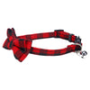 Red plaid bow tie collar for cats and small dogs