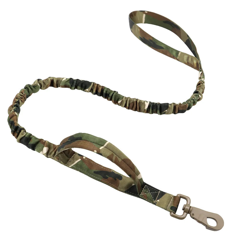 Tactical Dog Leash with Dual Handles and Shock-Absorbing Bungee