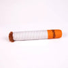 An orange and white striped cigarette-shaped squeaky dog chew toy.