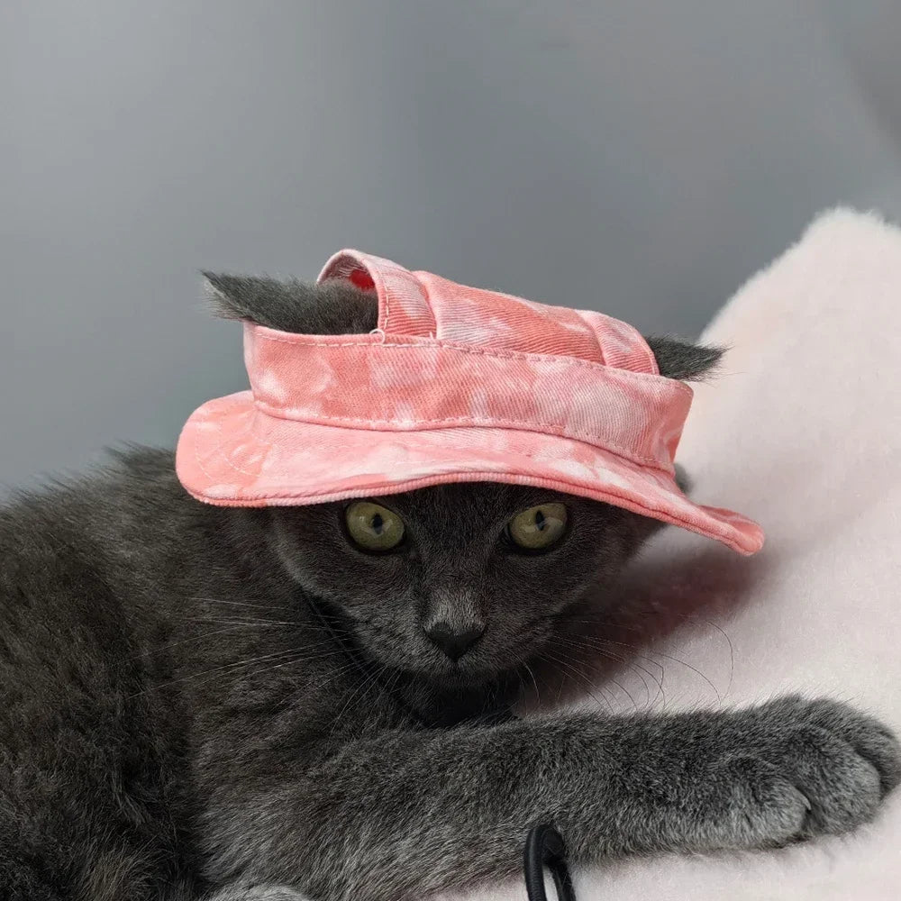 Breathable Cotton Fisherman Hat for Dogs and Cats with Ear Holes