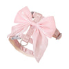 Pink satin adjustable cat harness and leash set with a large bow