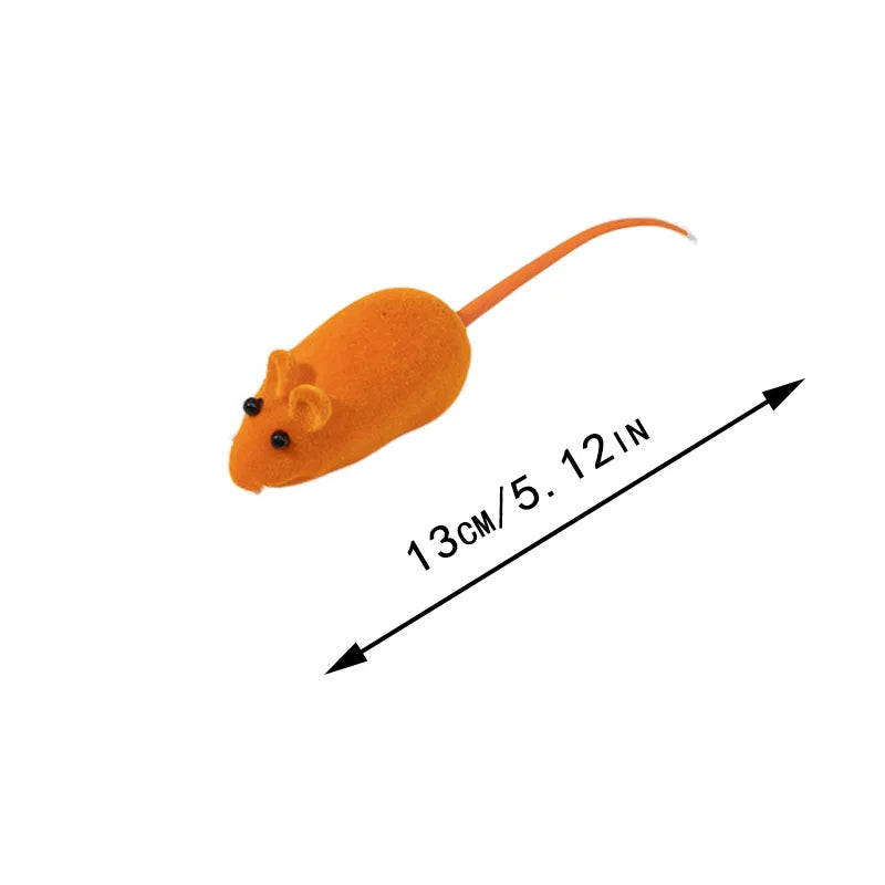 An orange, interactive squeaking mouse toy for cats, shown against a white background.