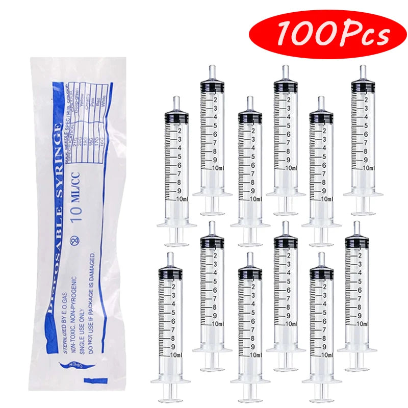 10ml Plastic Syringe for Liquid Measurement & Dispensing (Pack of 10)