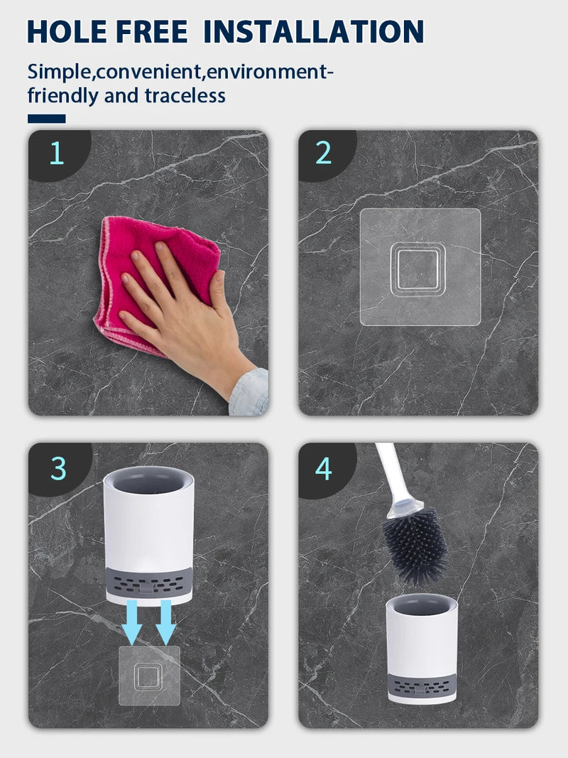 Porte-brosse WC mural réutilisable avec long manche