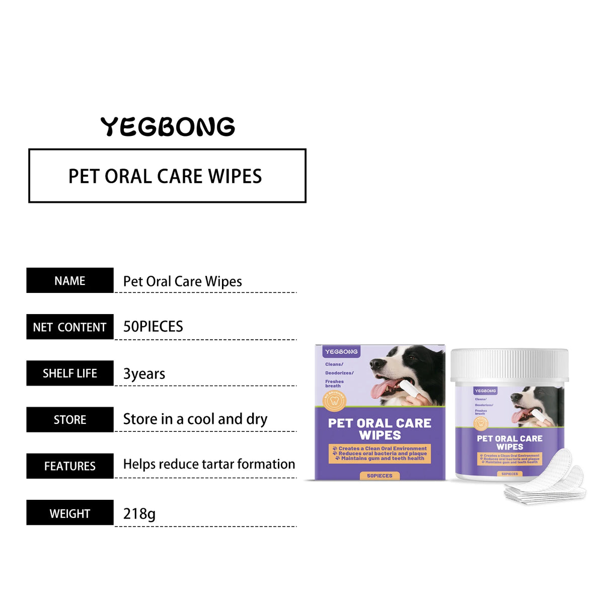 Pet Dental Care Wipes for Dogs and Cats