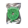 A sealed plastic bag containing a green, adjustable waterproof pet collar for small dogs and cats.