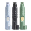 Trois ponceuses électriques pour griffes d'animaux (chiens et chats) dans les couleurs bleu clair, noir et vert.