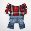 Classic Plaid Denim Jumpsuit for Small Dogs