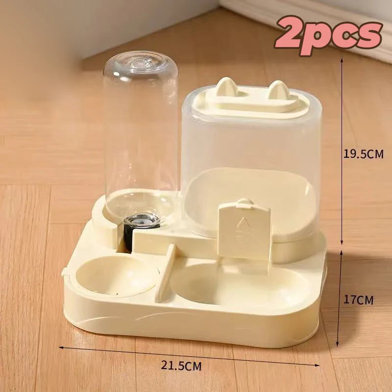 2-in-1 Pet Water and Food Dispenser with Dual Bowls
