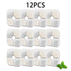 Twelve replacement filters for a cat water fountain, showing various sizes and white/pink filtration elements.