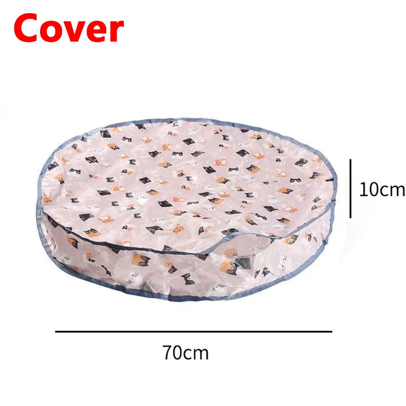 Cover of a motion-activated hide and seek cat toy with a rolling ball and pouch.