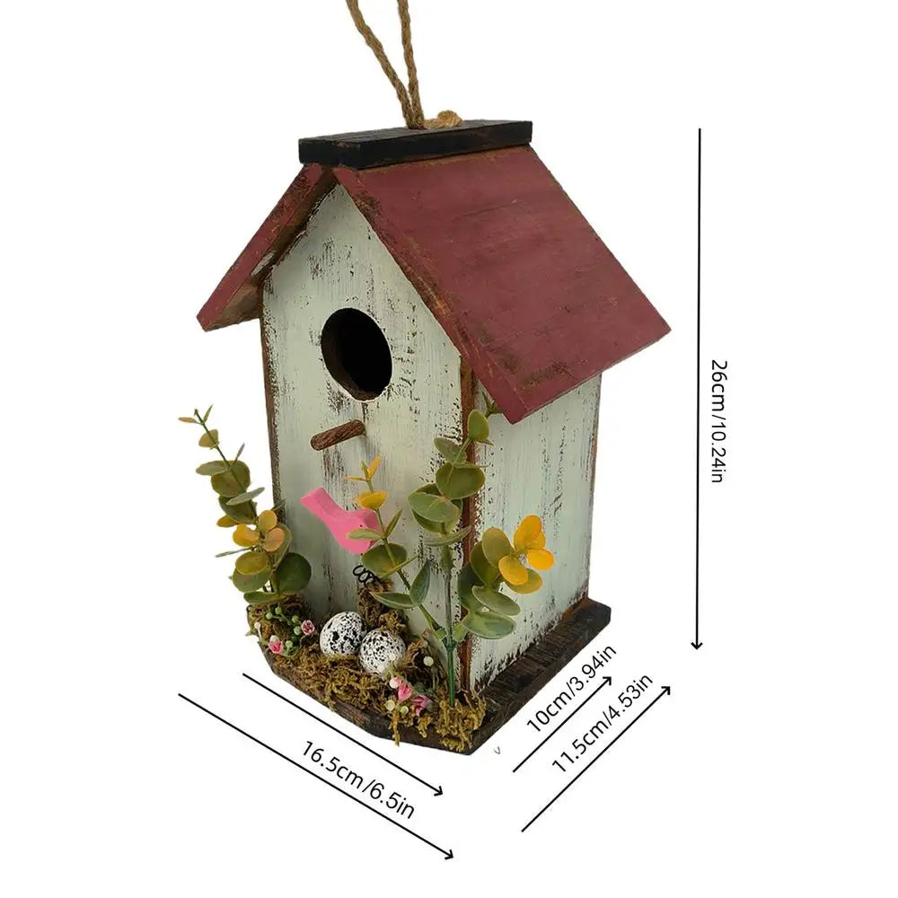 Handcrafted Wooden Hanging Birdhouse for Garden Decor