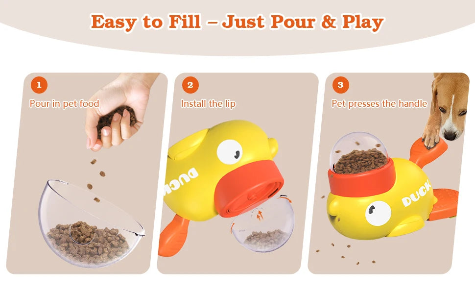 Interactive Treat Dispenser Dog Toy – Cute Yellow Duck Puzzle Feeder